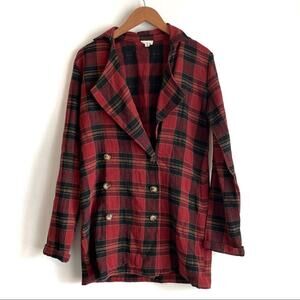 POL oversized blazer red and black plaid size small